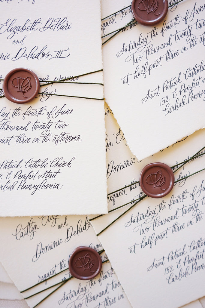 monogram on wax seal for wedding invitations