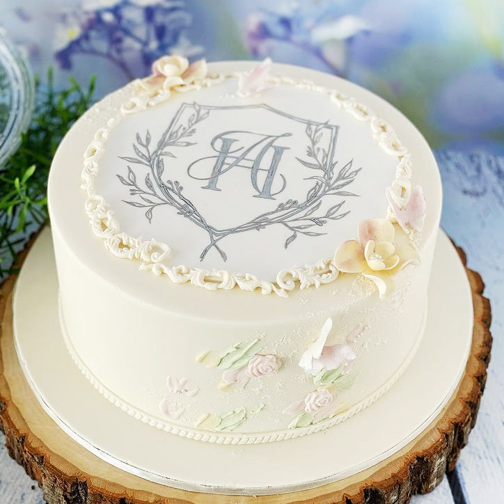 monogram wedding cake Elegant Quill