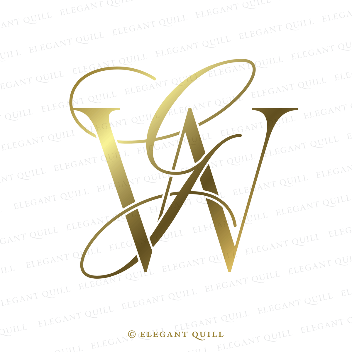 2 Letter Logo, GW Initials – Elegant Quill