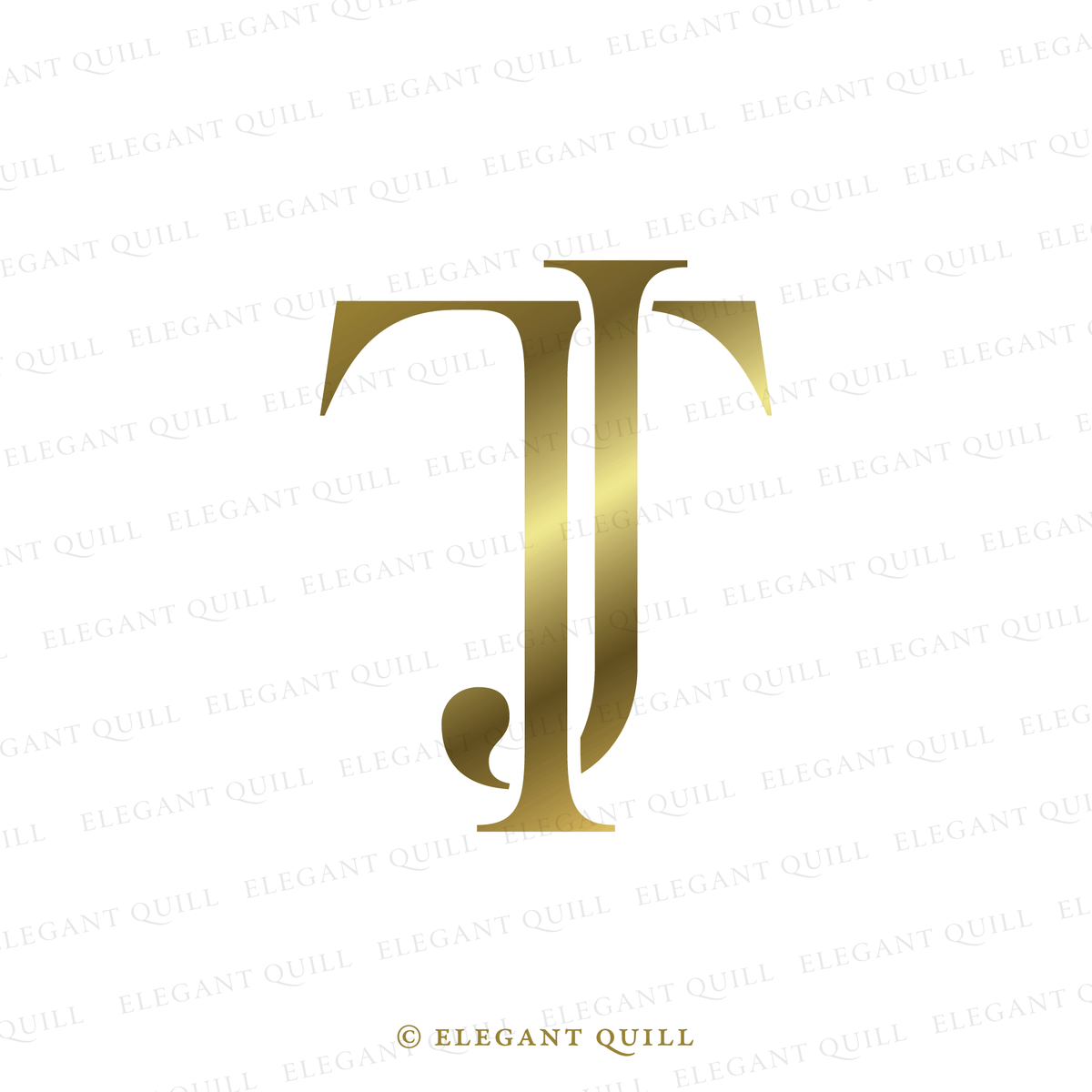 2 Letter Logo Design, PM Initials – Elegant Quill