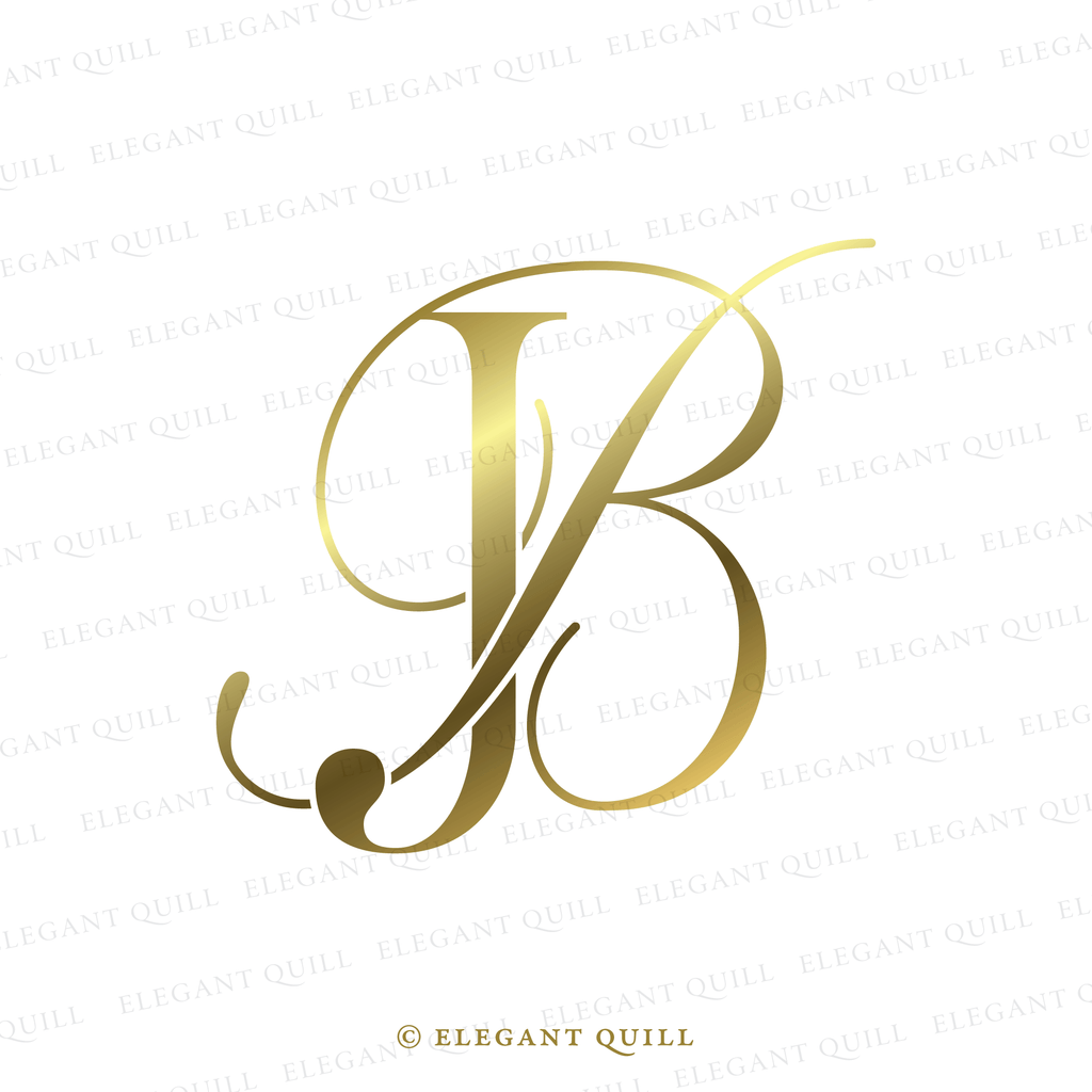 calligraphy logo, BJ logo gold