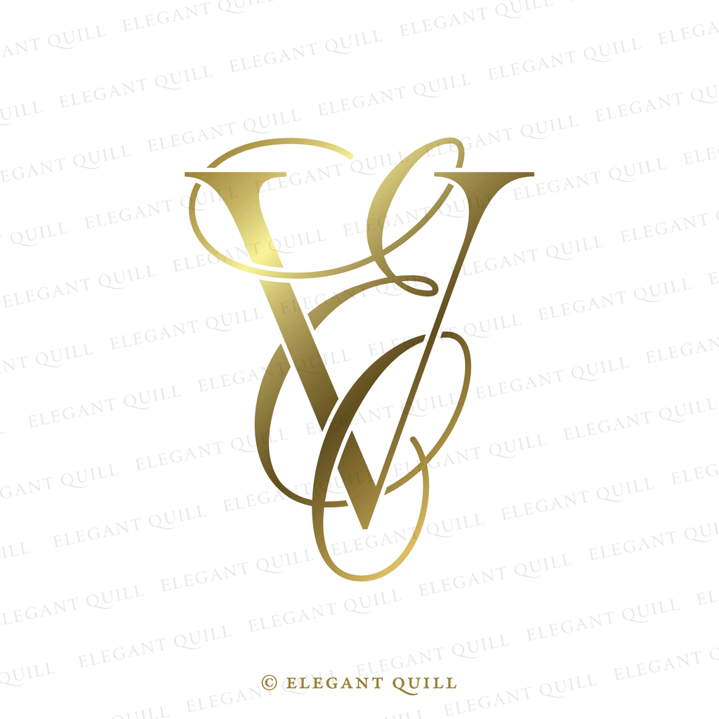 calligraphy logo, EV initials