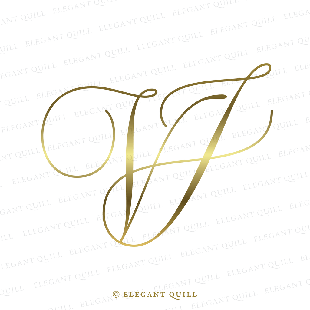calligraphy logo, JV initials