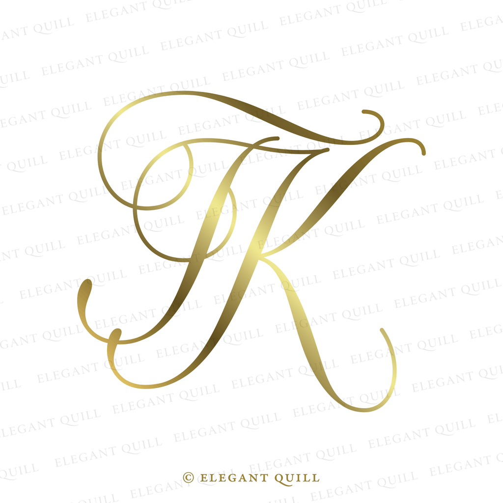 calligraphy logo, KT initials
