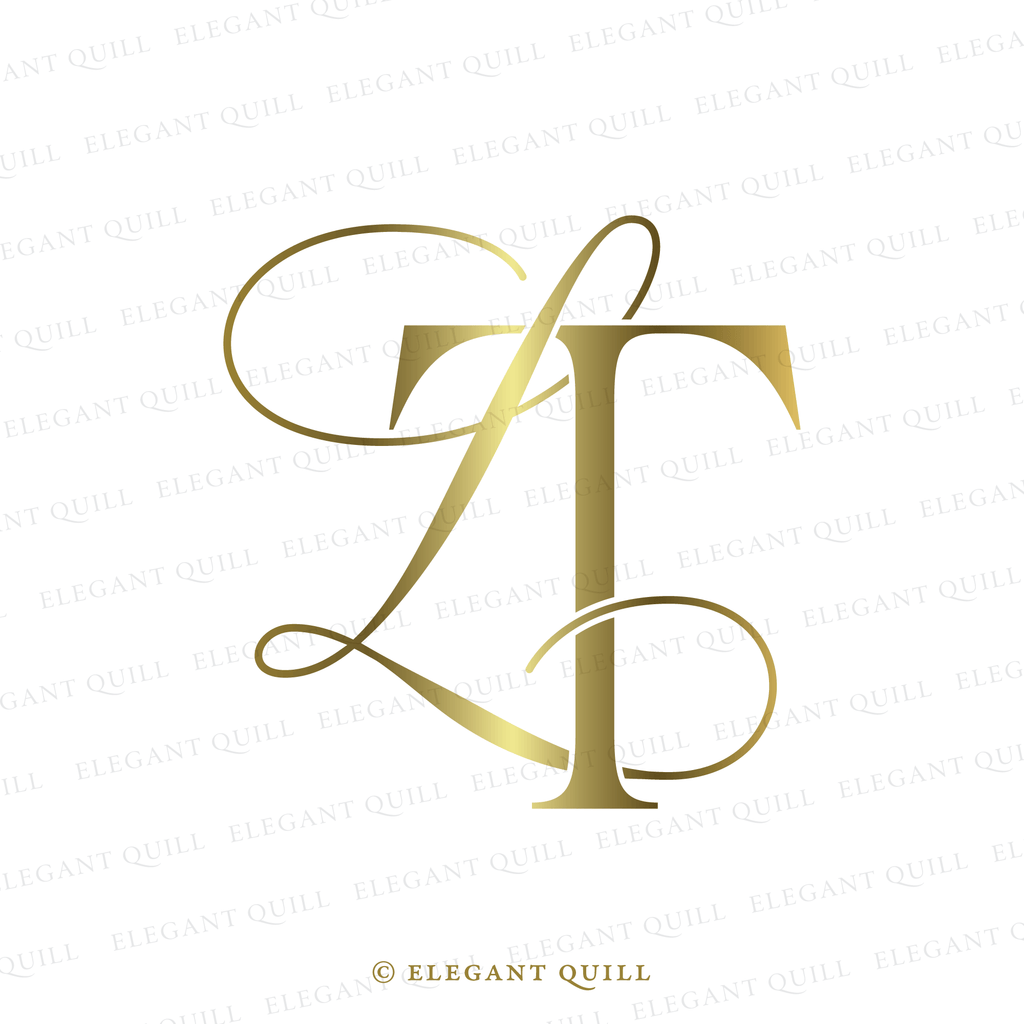 calligraphy logo, LT initials