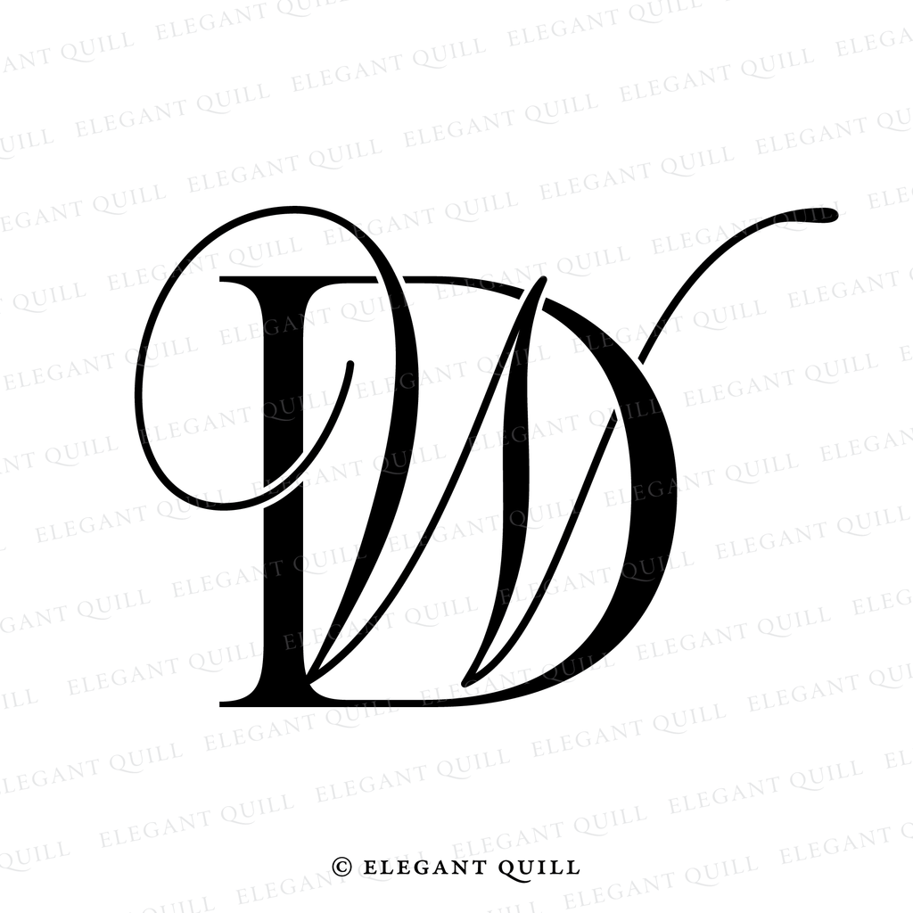 calligraphy logo, WD initials