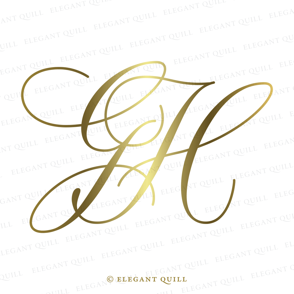 elegant wedding monogram, GH initials