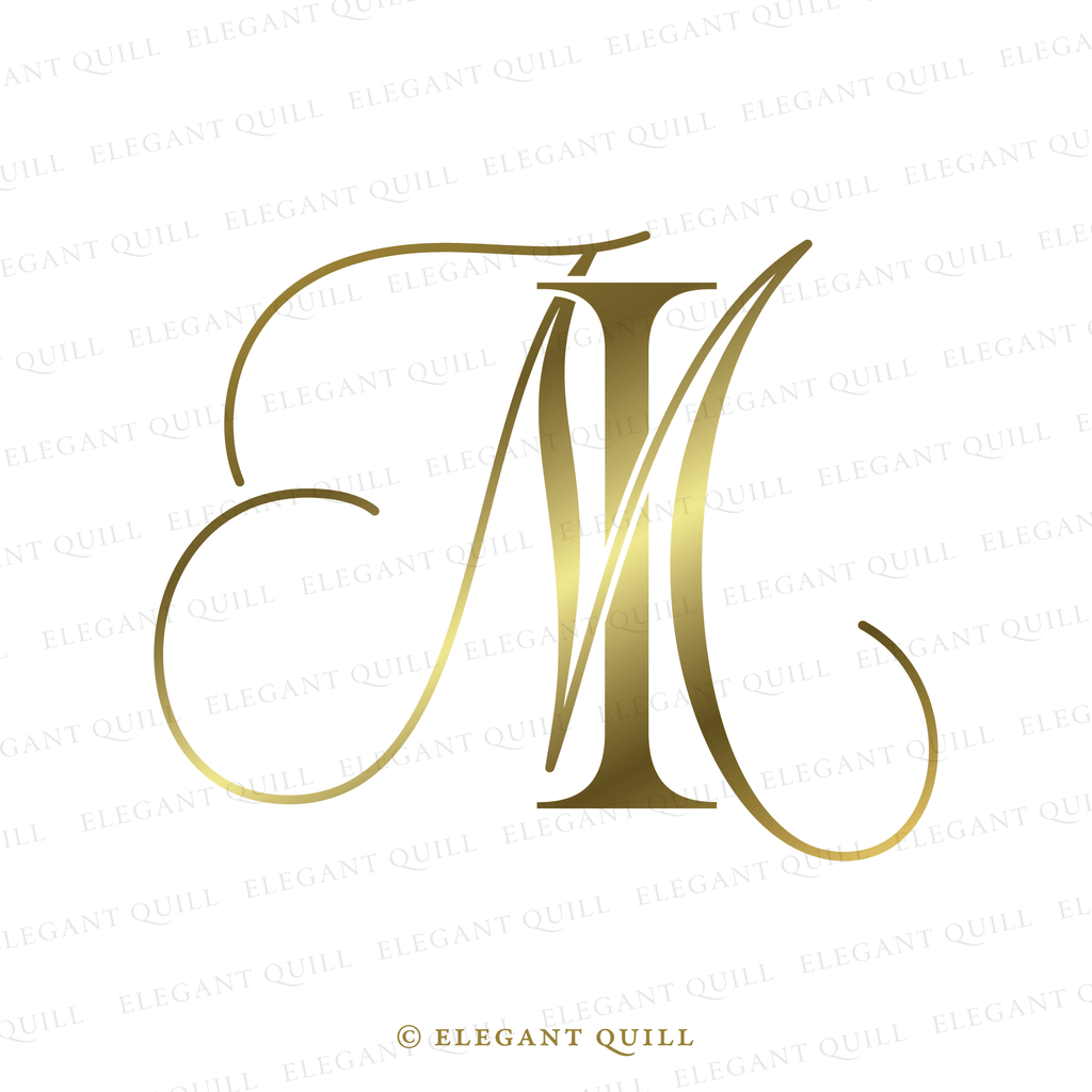 elegant wedding monogram, MI initials