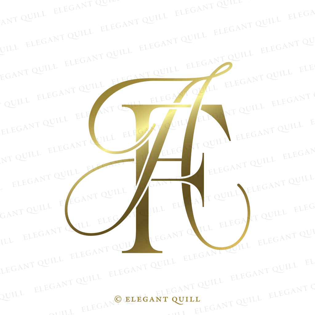 elegant wedding monogram, AF logo gold
