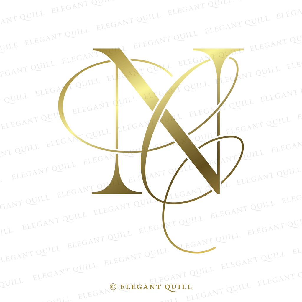 gobo wedding monogram, CN logo gold