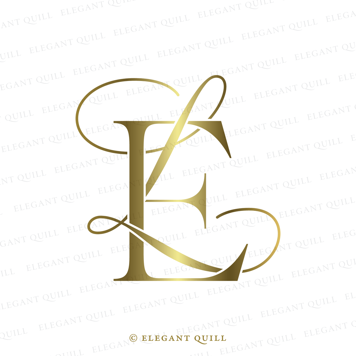 Gobo Wedding Monogram, GW Initials Logo – Elegant Quill