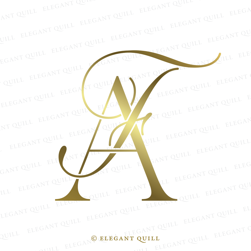initials logo FA gold