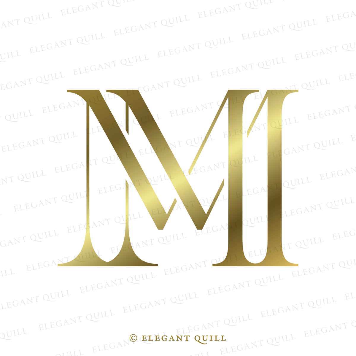 Wedding Monogram Logo, MM Initials – Elegant Quill