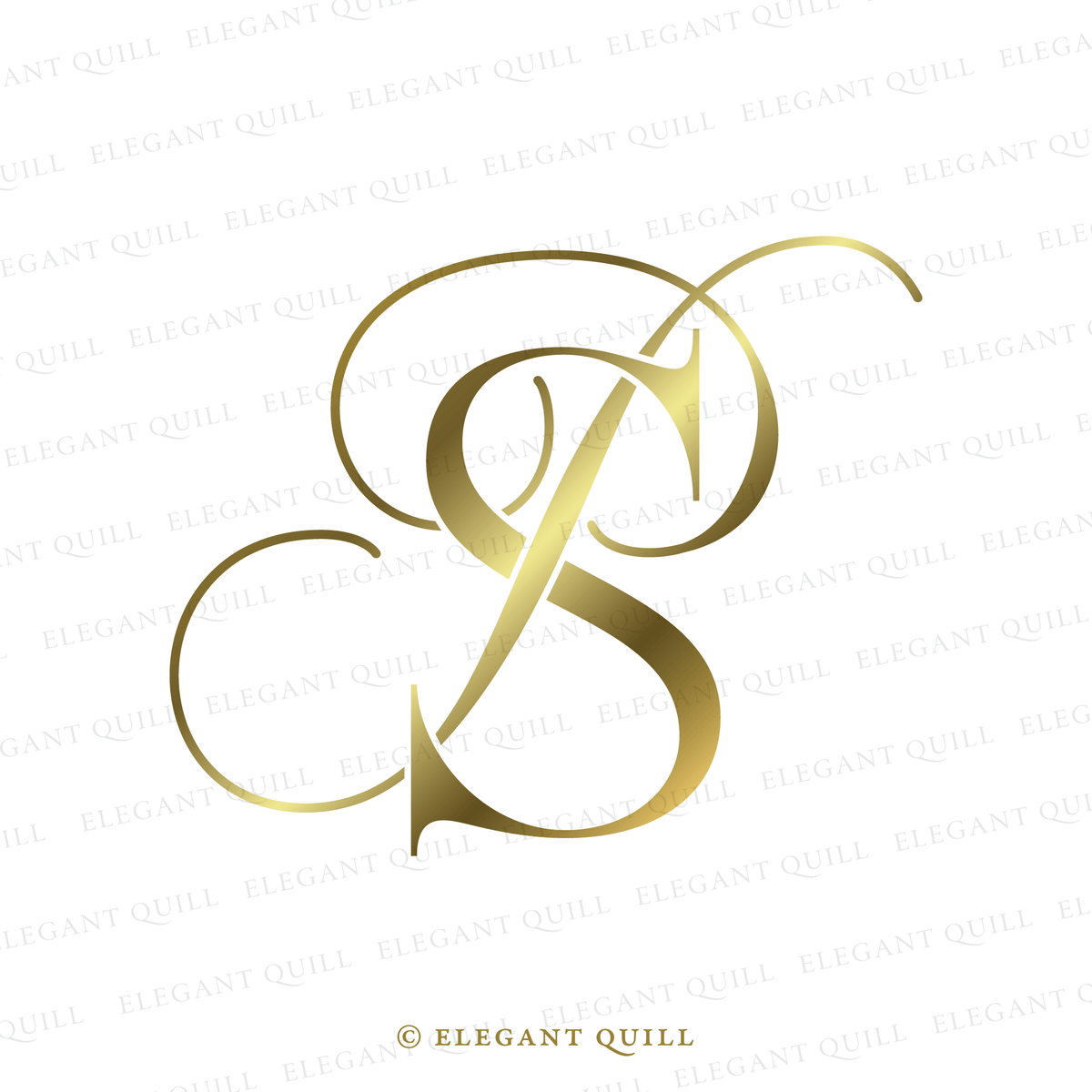 Wedding Initials Monogram, MK Logo – Elegant Quill