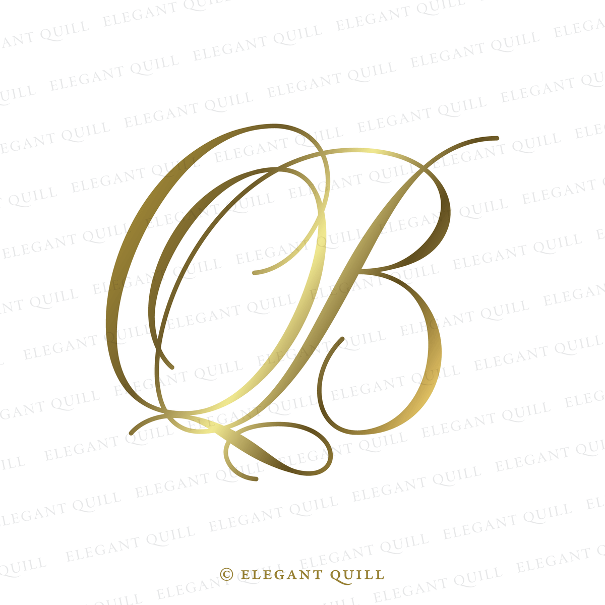 Calligraphy Logo, BQ Initials – Elegant Quill