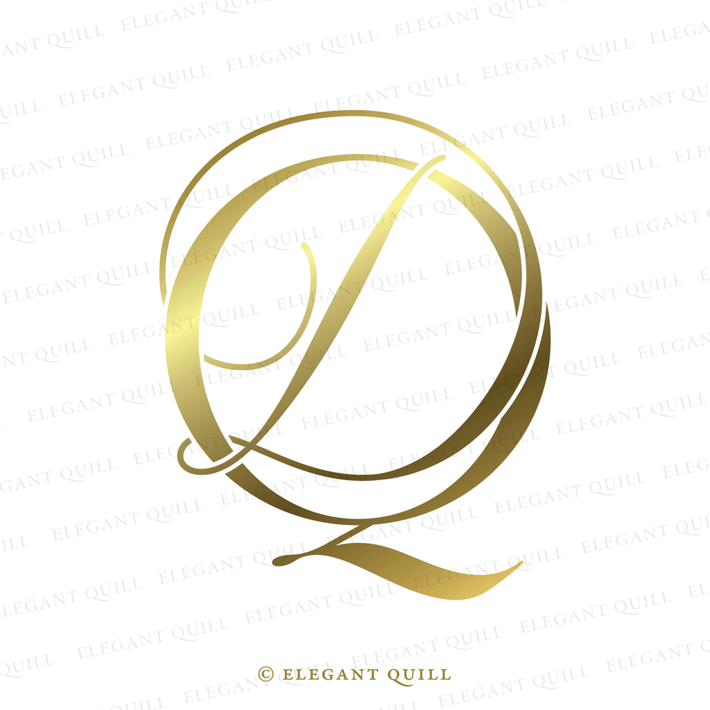 modern wedding monogram, DQ initials