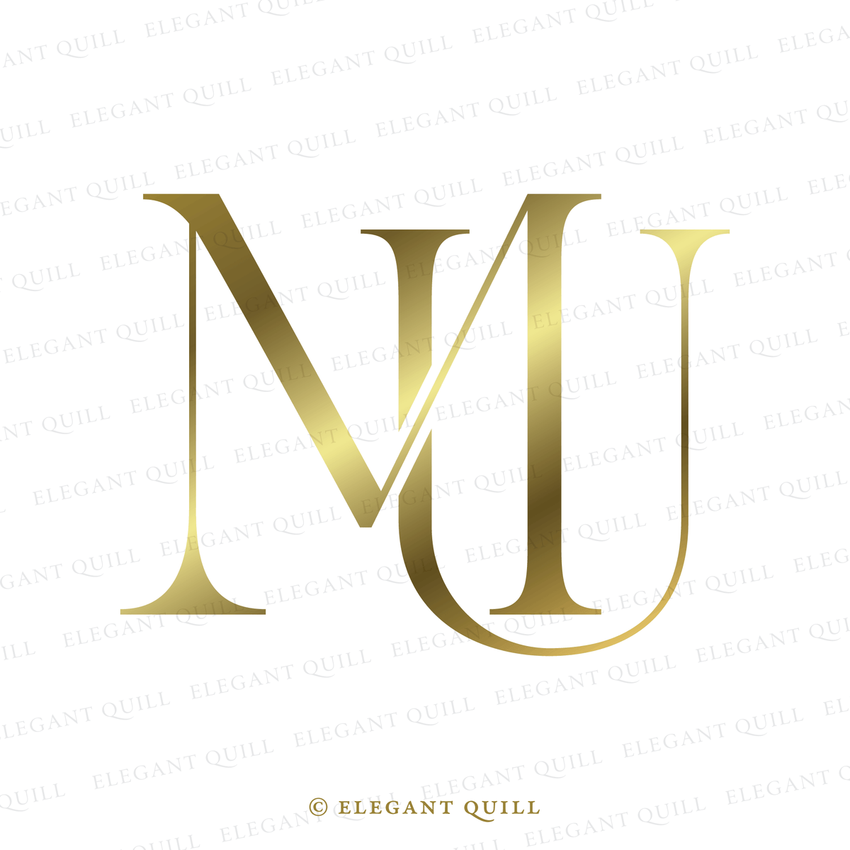 Modern Wedding Monogram, MH Initials Logo – Elegant Quill