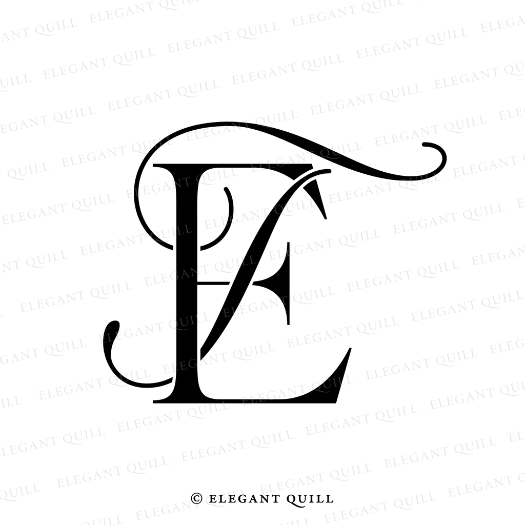 modern wedding monogram, TE initials
