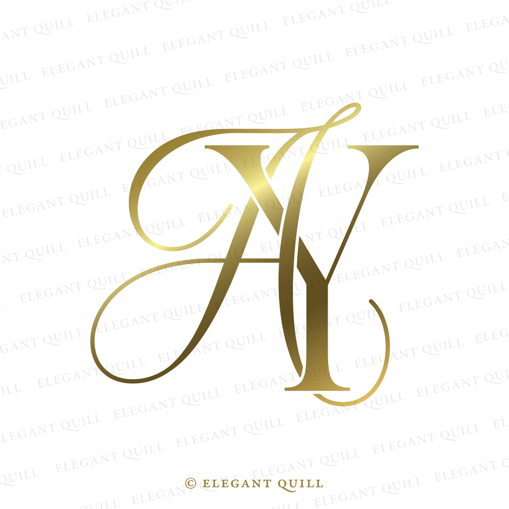 monogram logo design, AY logo gold