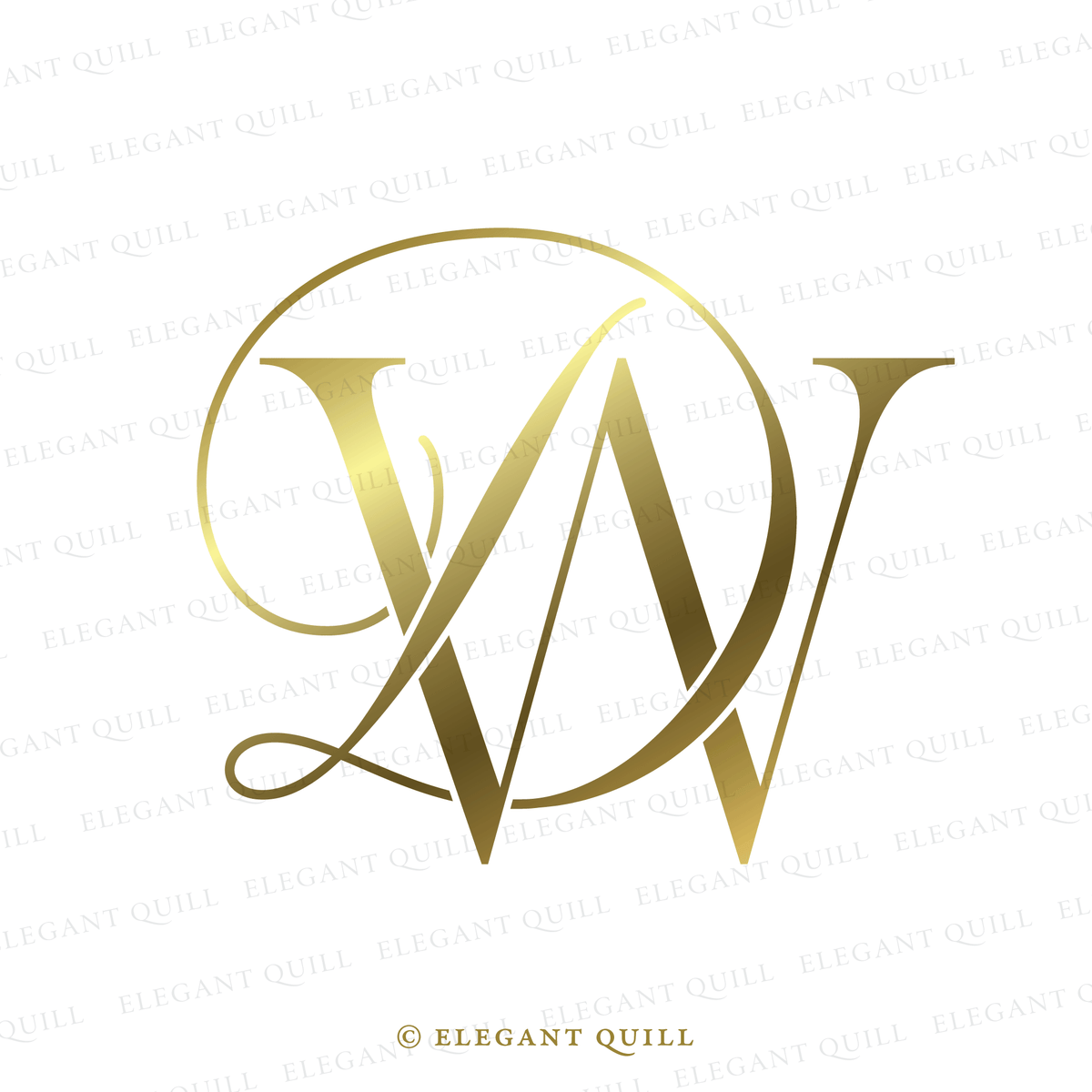 Wedding Initials, DW Logo – Elegant Quill