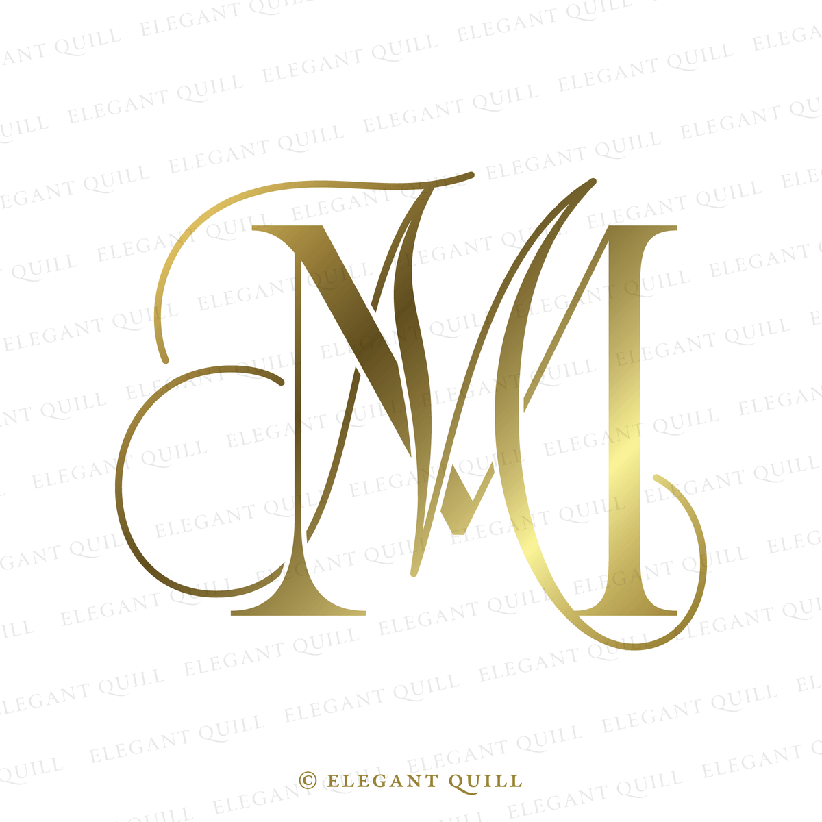 Wedding Initials Monogram, MK Logo – Elegant Quill