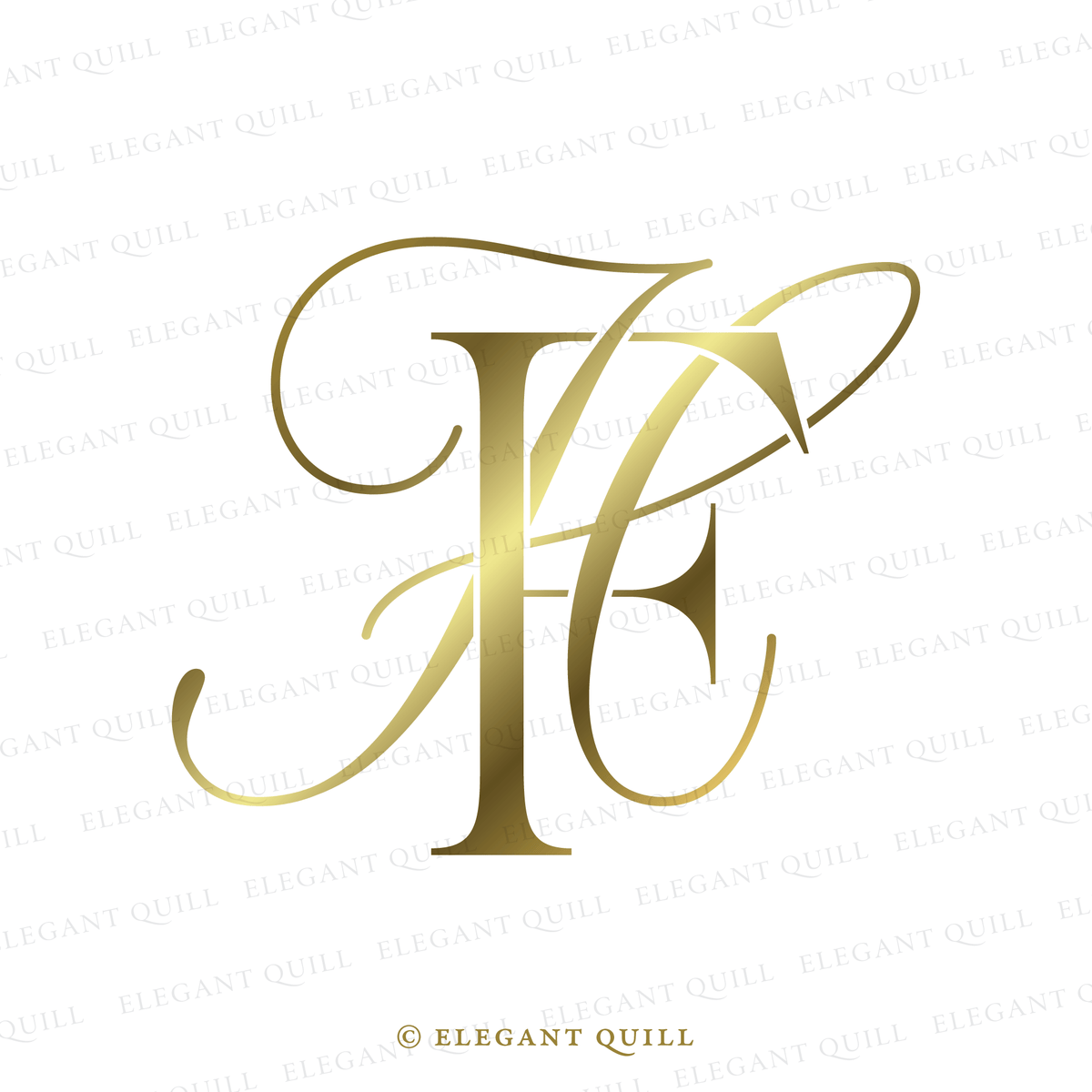 Modern Wedding Monogram, MH Initials Logo – Elegant Quill