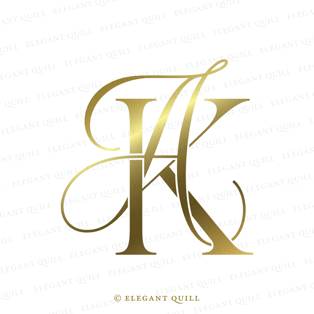 wedding logo AK initials gold