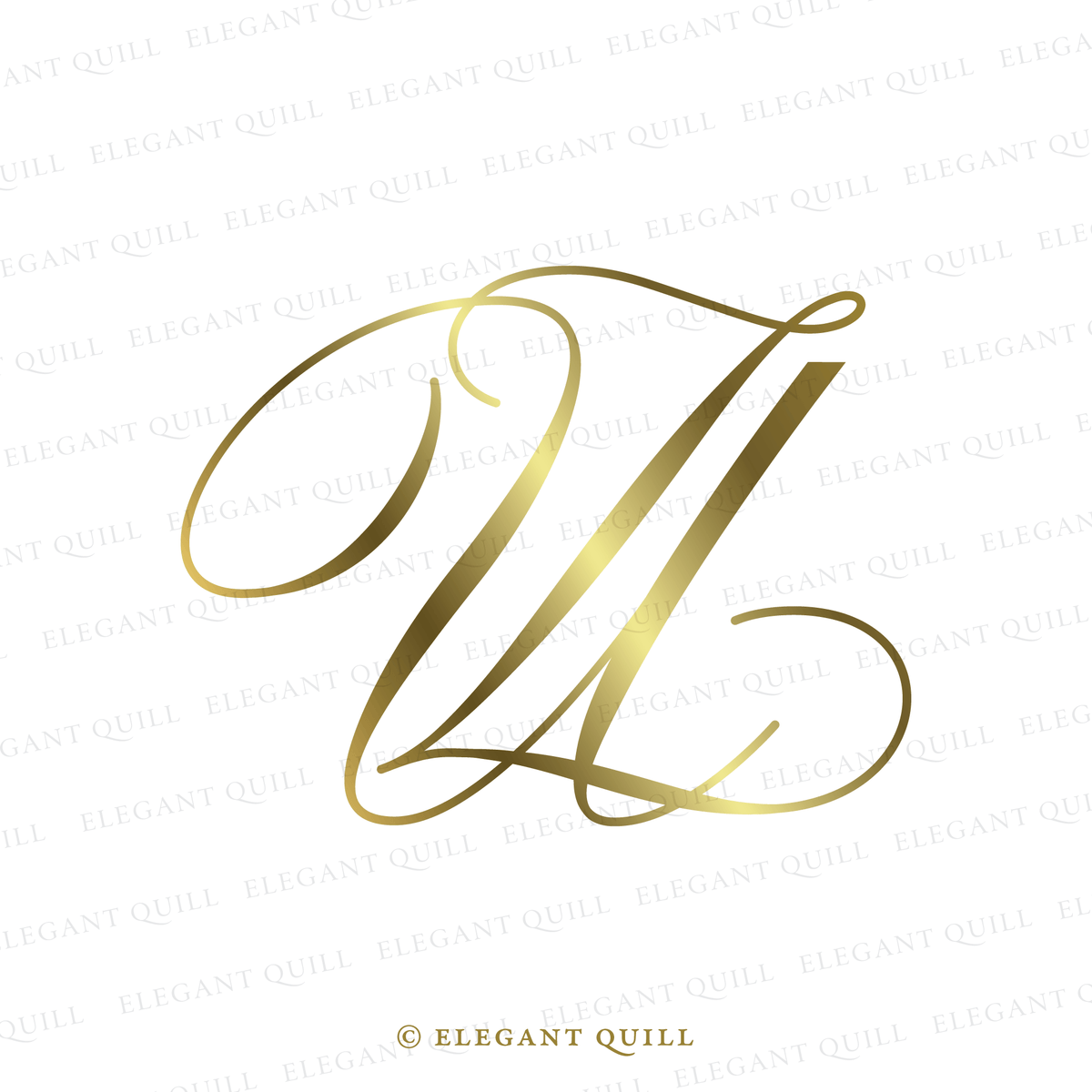 Wedding Logo Design, MO Initials – Elegant Quill