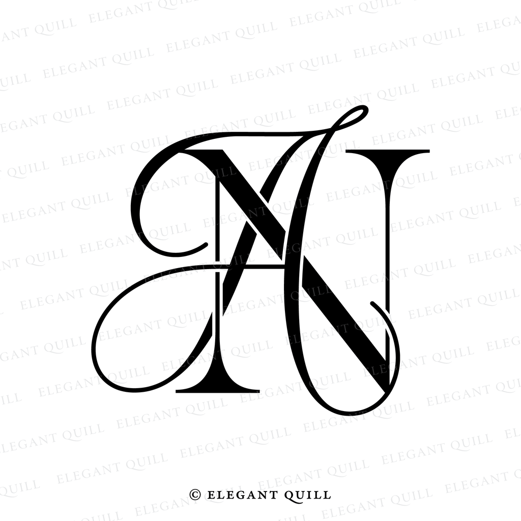 wedding monogram logo, AN initials