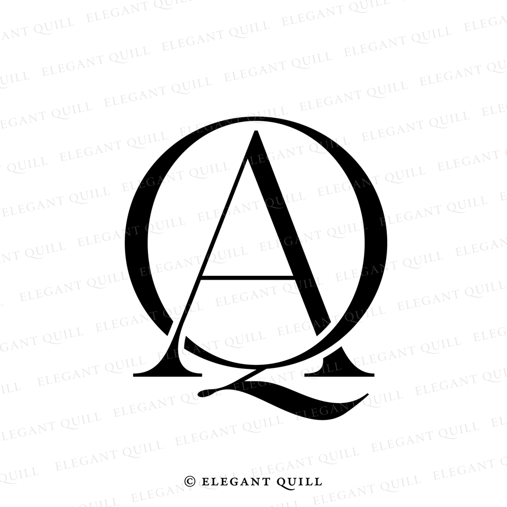 wedding monogram logo, AQ initials