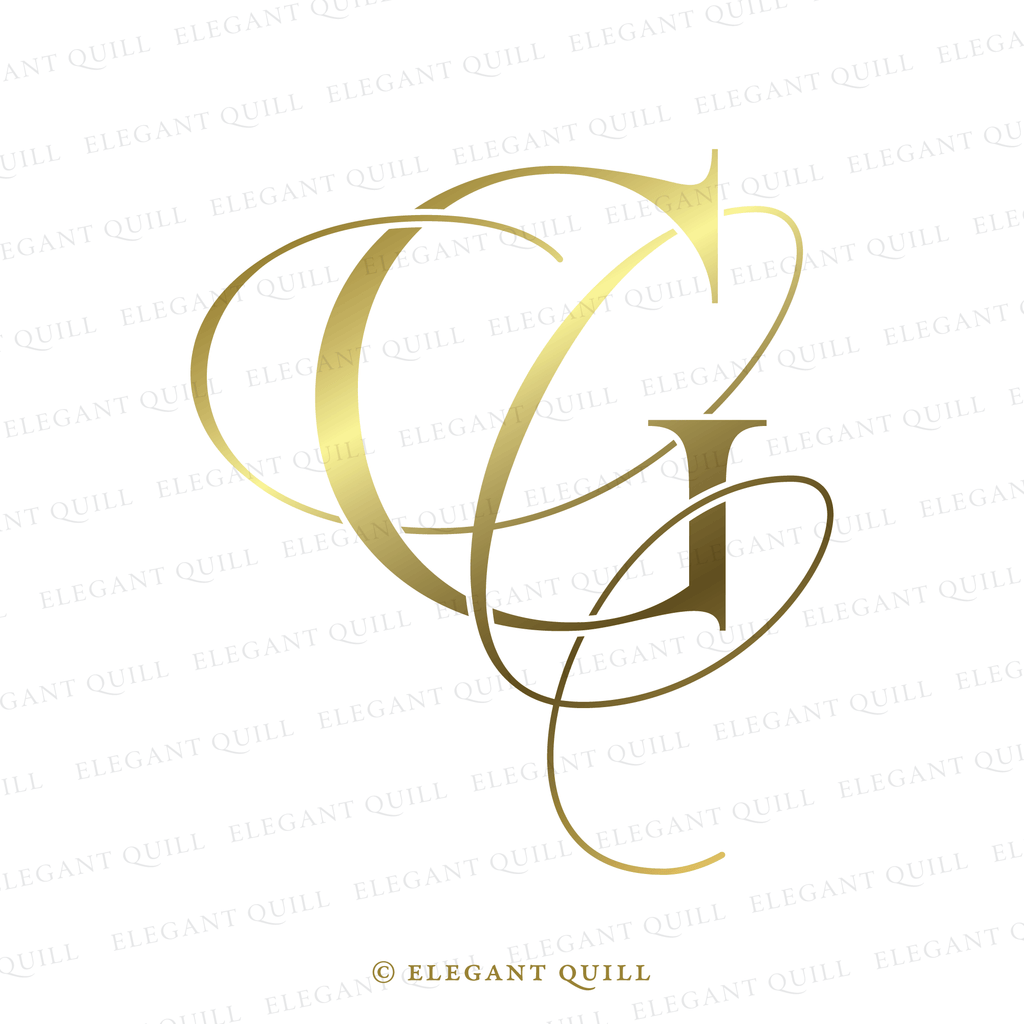 wedding monogram logo, CG logo gold