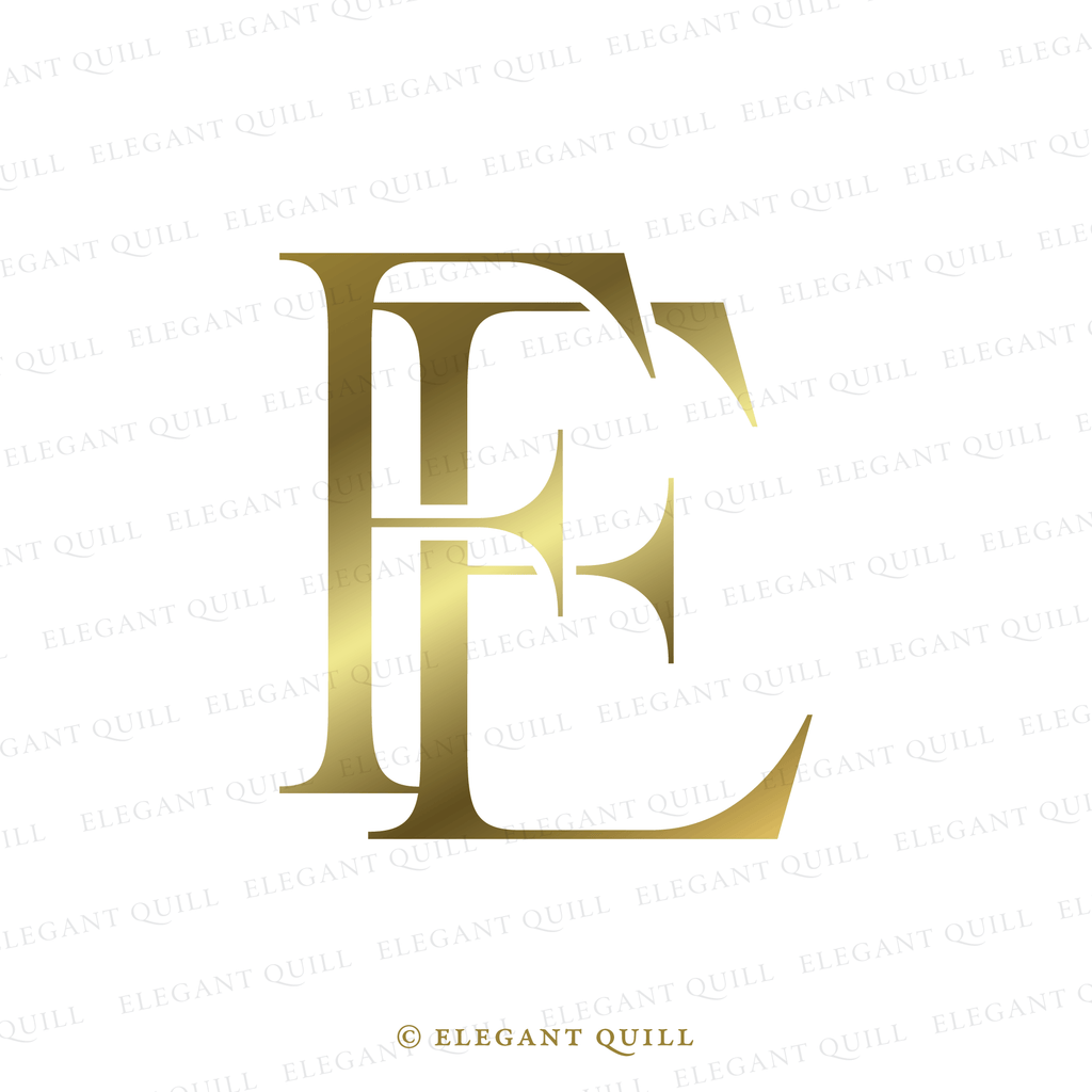 wedding monogram logo, EF initials
