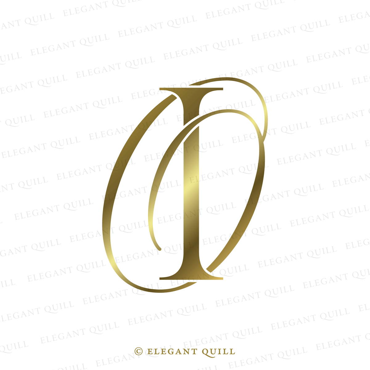 Wedding Monogram Logo, EO Initials – Elegant Quill