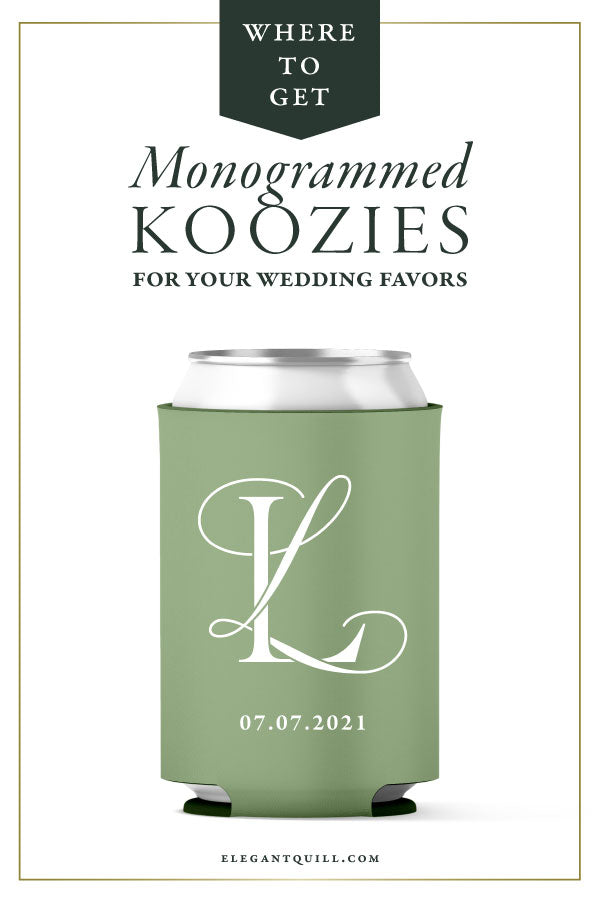 how to get monogrammed koozies for your wedding favors