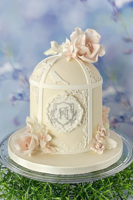 monogram crest wedding cake Elegant Quill
