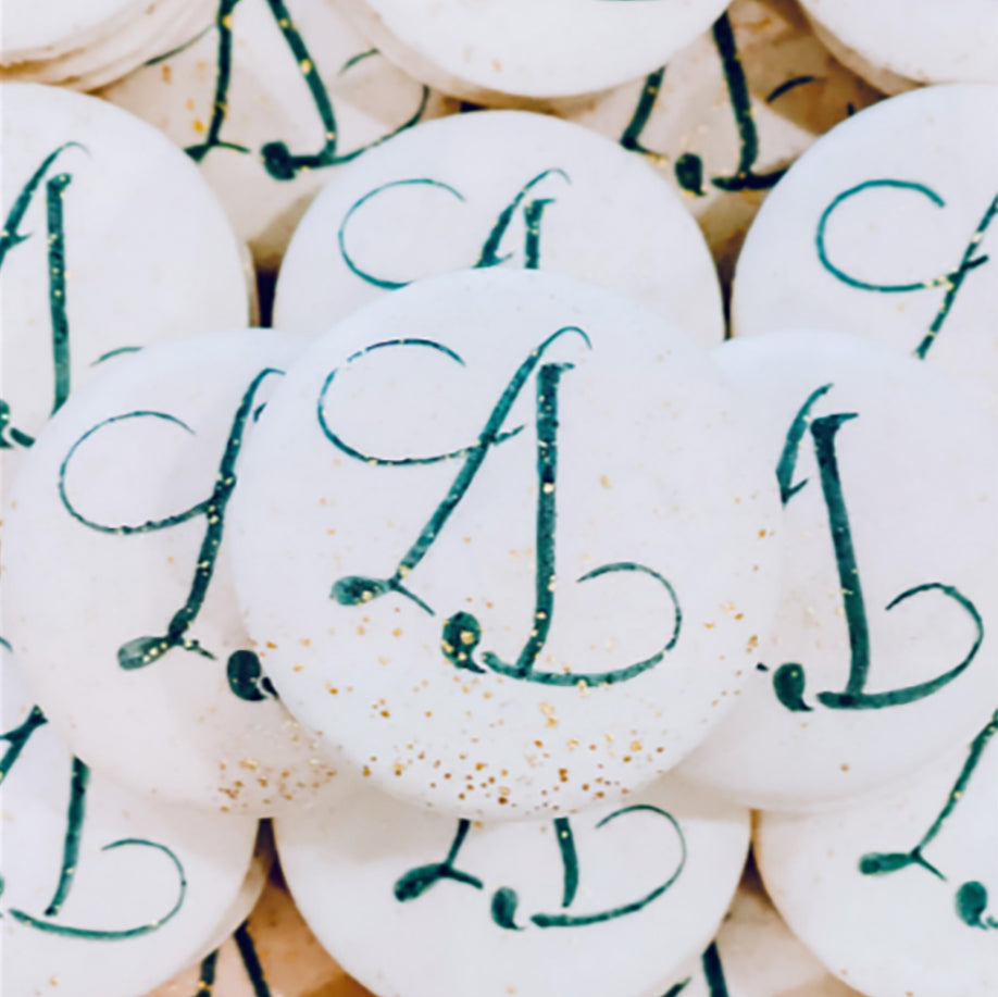 monogram wedding cookies macarons by Elegant Quill