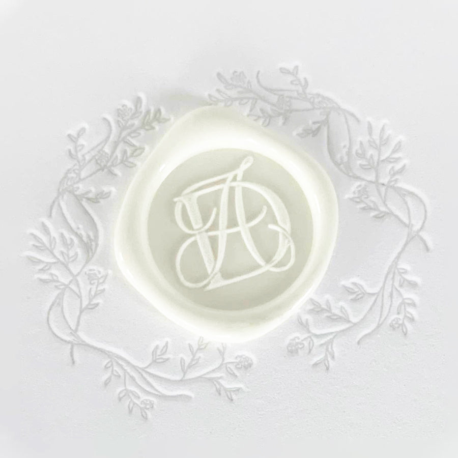 wedding monogram wax seal white by Elegant Quill