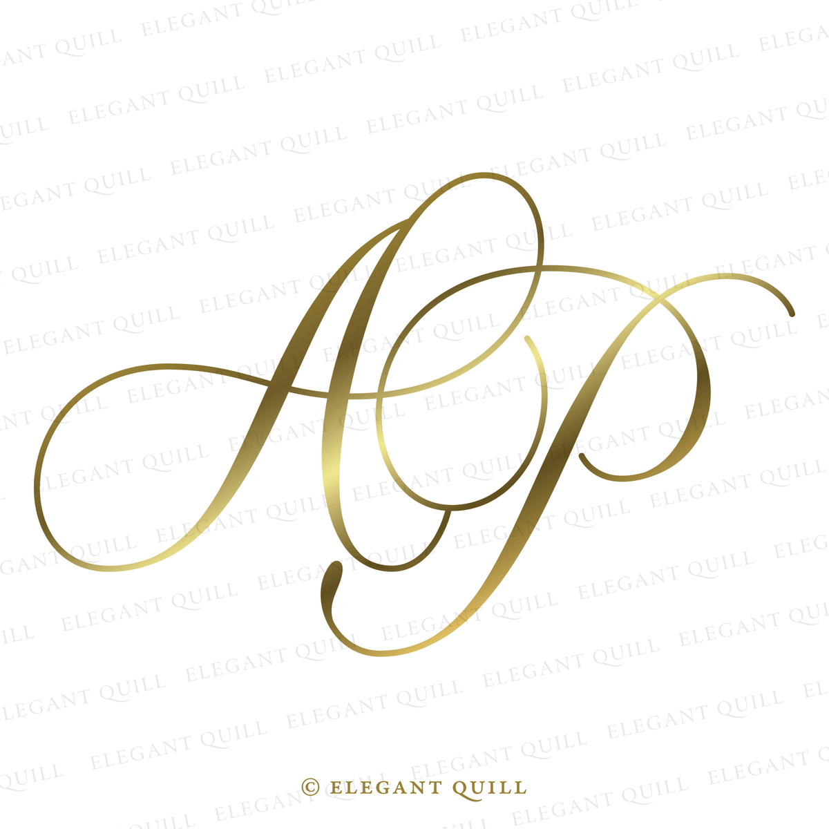2 Letter Logo, AP Initials – Elegant Quill