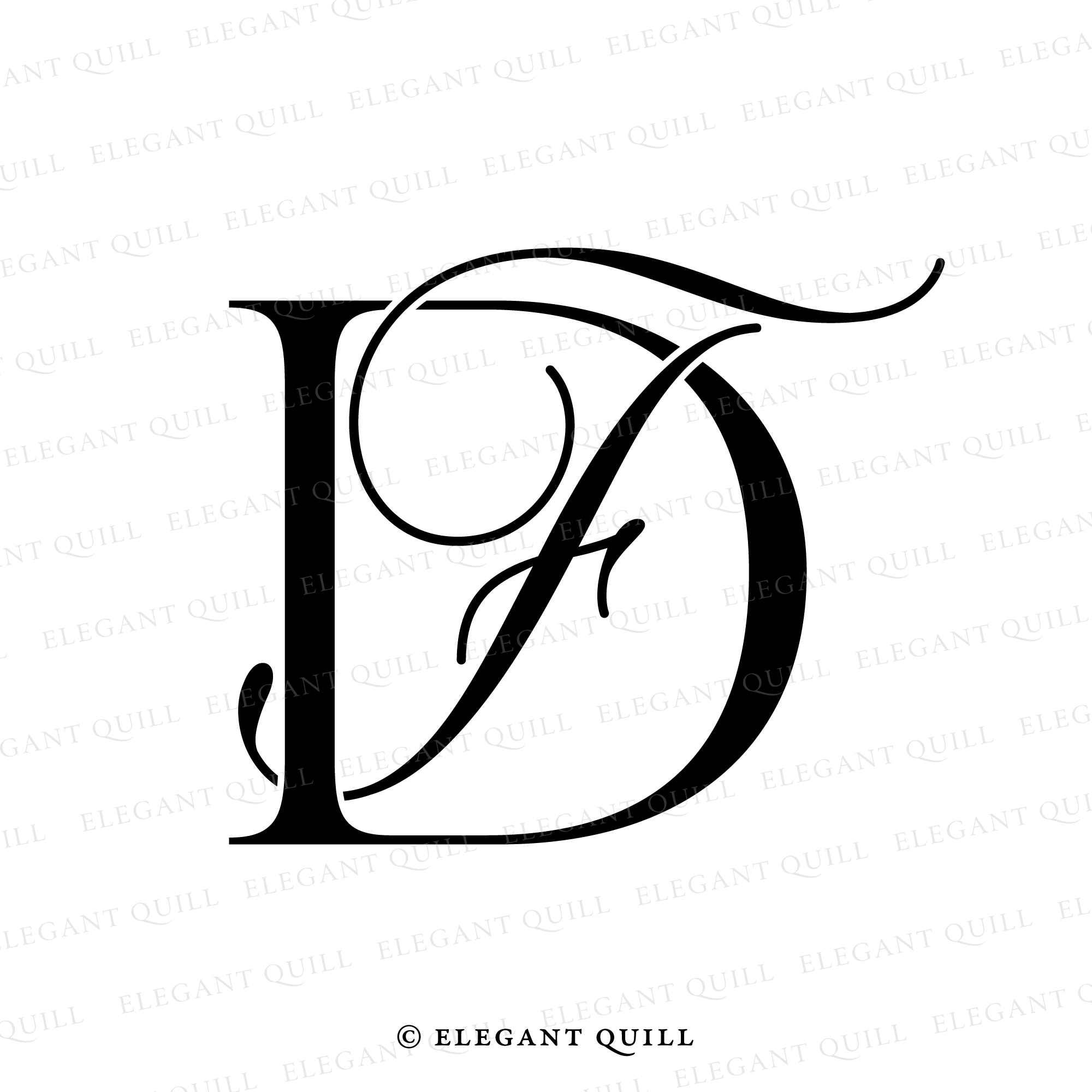 2 Letter Logo, FD Initials – Elegant Quill