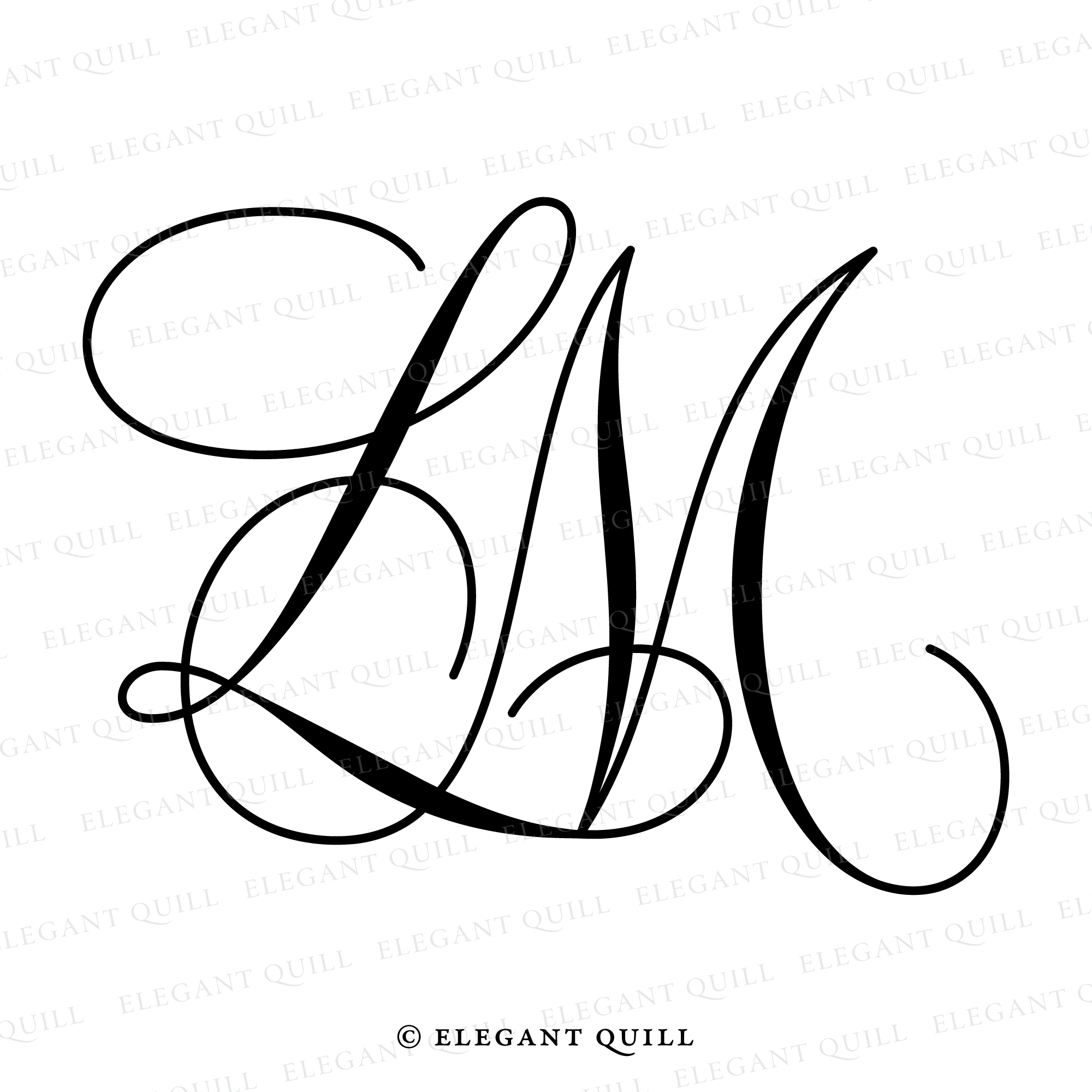 Lm In Cursive 2 Letter Logo, LM Initials – Elegant Quill