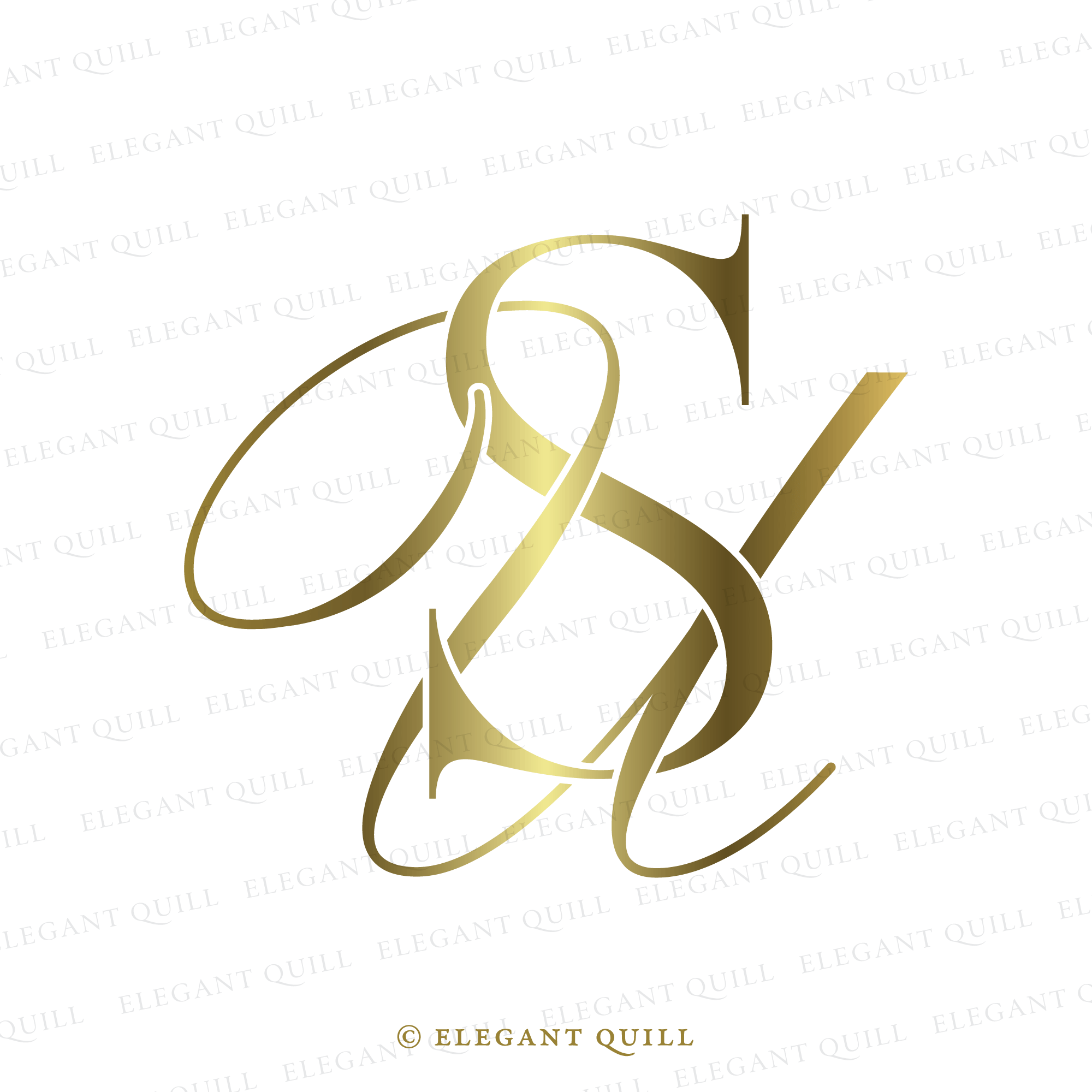 2 Letter Logo Design, MP Initials – Elegant Quill