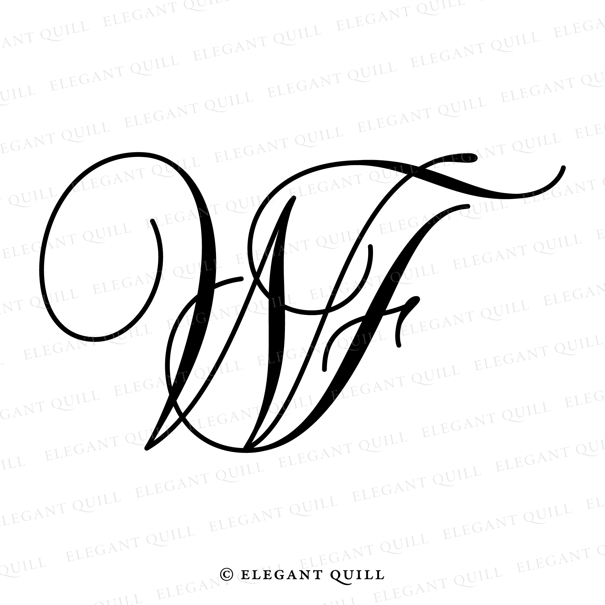 2 Letter Logo Design, FW Initials – Elegant Quill
