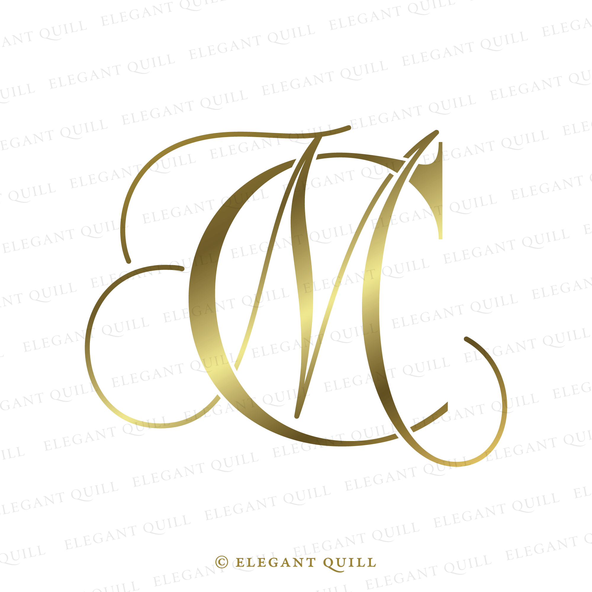 Mc Intials 2 Letter Logo Design, MC Initials – Elegant Quill