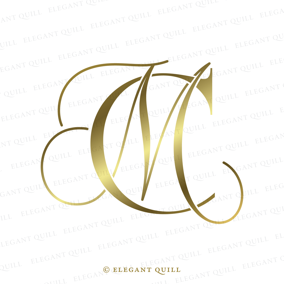 2 Letter Logo Design, MC Initials – Elegant Quill