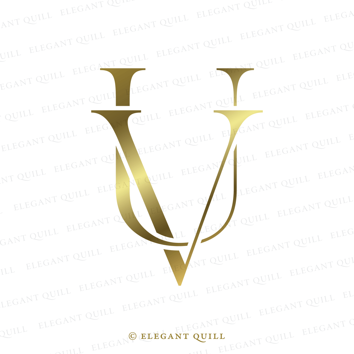 2 Letter Logo Design, UV Initials – Elegant Quill