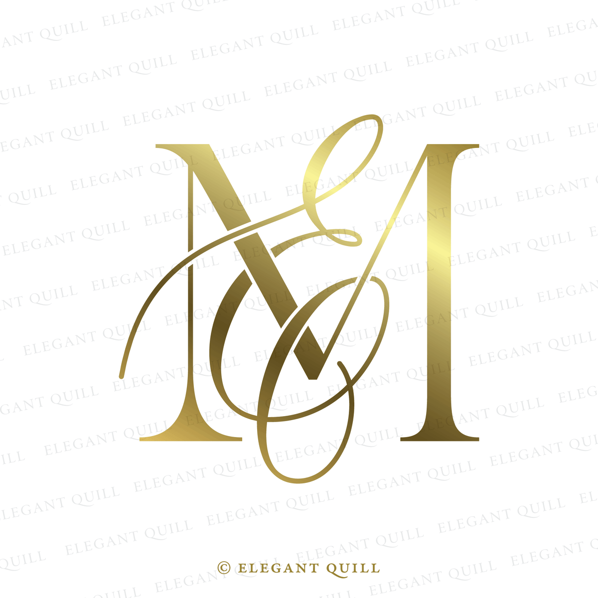 Business Logo Design, EM Initials – Elegant Quill