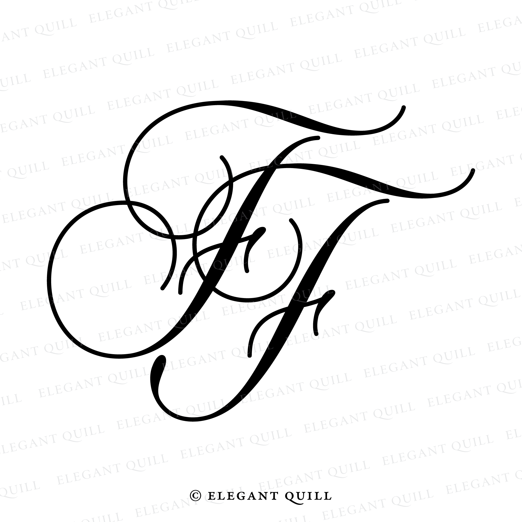 Business Logo Design, FF Initials – Elegant Quill