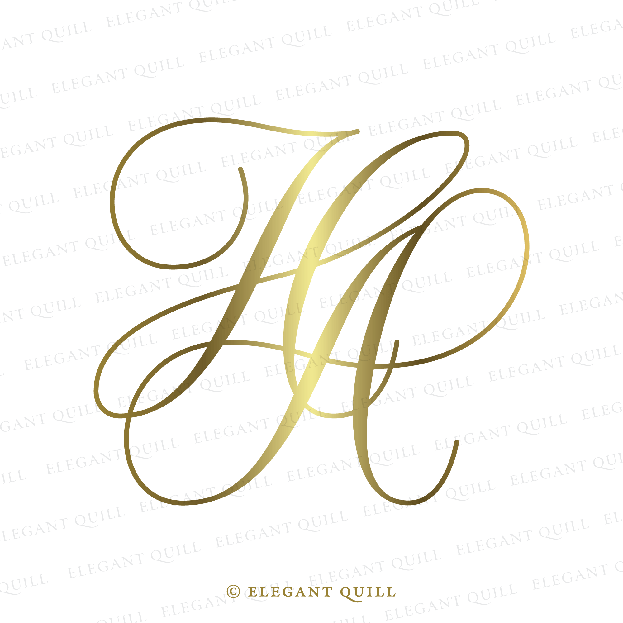 Calligraphy Logo, AH Initials – Elegant Quill
