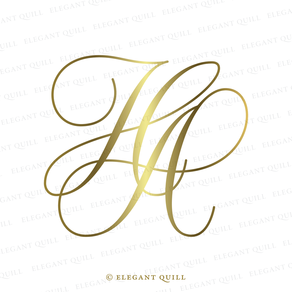 calligraphy logo, AH initials