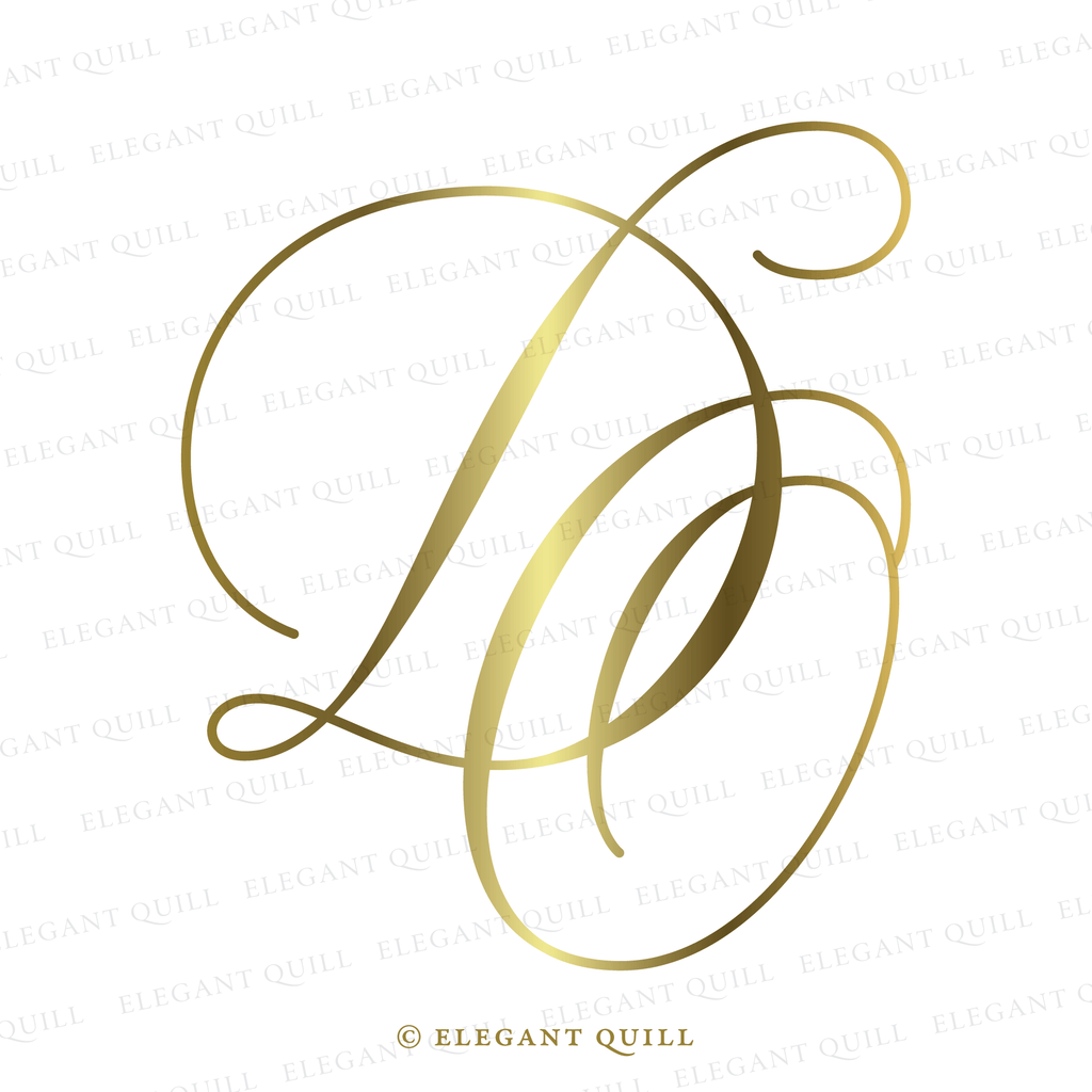 calligraphy logo, DO initials